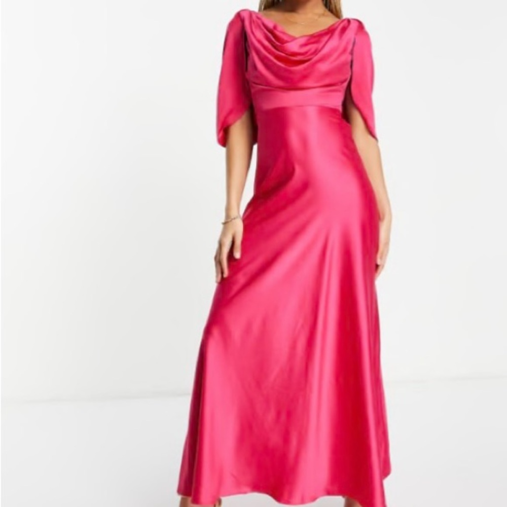 Asos Pink Cowl Neck Dress